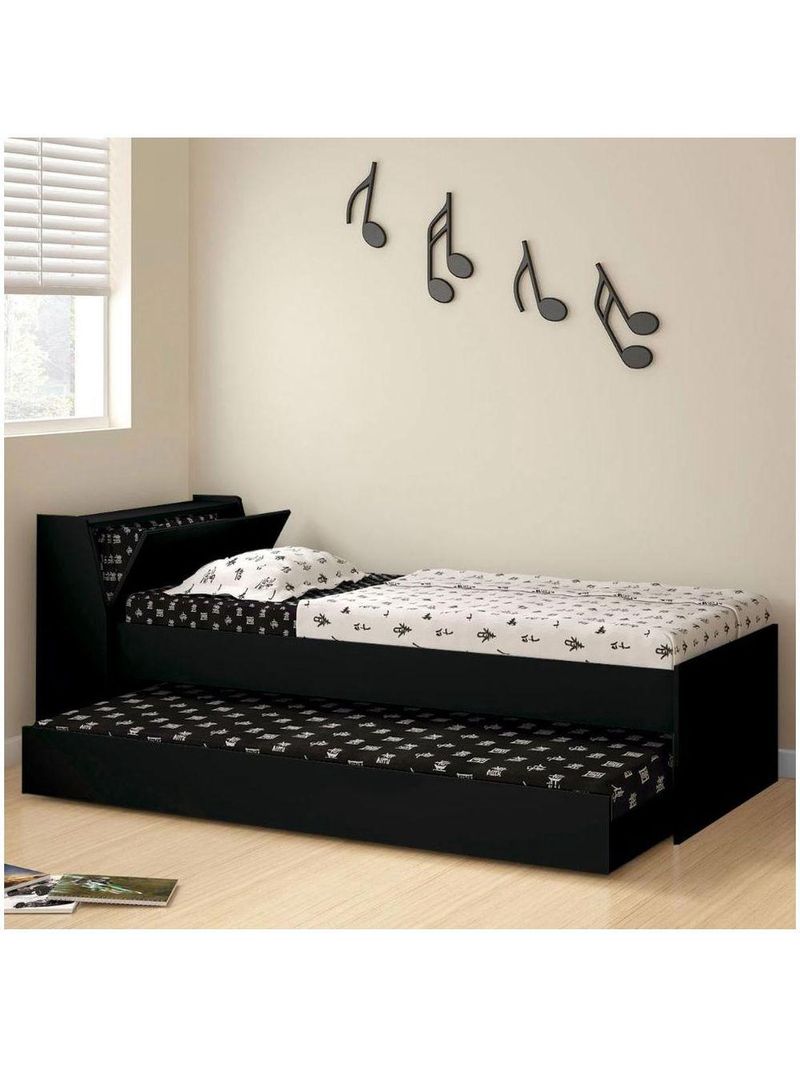 Cama Solteiro Bicama Ditália Bb-28 Preto