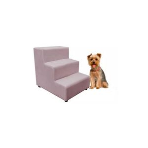 Escada Escadinha Pet Cachorro 3 Degraus Rampa Suede Dog Cor:rosê