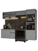 Armário de Cozinha Completa Suspenso 260cm Nice Madesa 10 Cinza