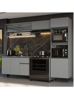 Armário de Cozinha Completa Suspenso 260cm Nice Madesa 10 Cinza