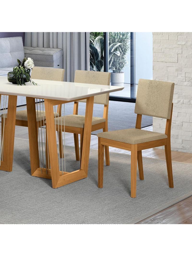 Par De Cadeiras Kappesberg Em Madeira Maciça Dora Boucle Bege