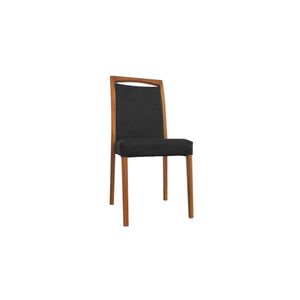 Kit 2 Cadeiras De Jantar Estofadas Jade Couro Pu Preto Base Madeira Maciça Mel - Cor: Preto