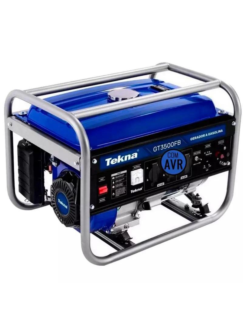 Gerador de Energia à Gasolina 6,5HP 3,1KVA 4 Tempos Bivolt GT3500FB TEKNA
