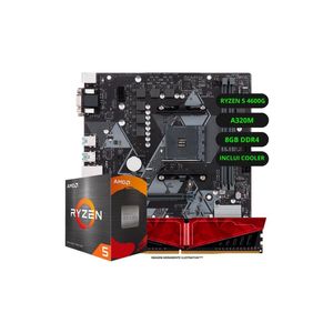 Kit Upgrade AMD Ryzen 5 4600G Vega 7 Placa Mãe A520 Memória RAM 16GB DDR4