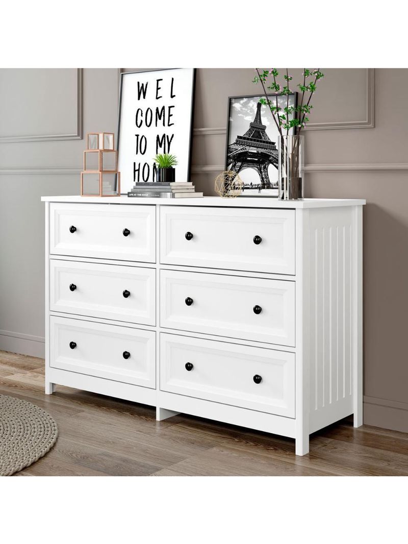 Cômoda 6 Gavetas Com Divisoria Ditália Dm-217 Branco