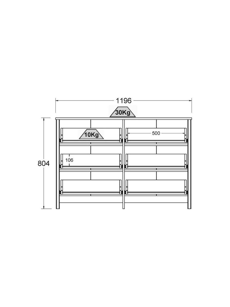 Cômoda 6 Gavetas Com Divisoria Ditália Dm-217 Branco
