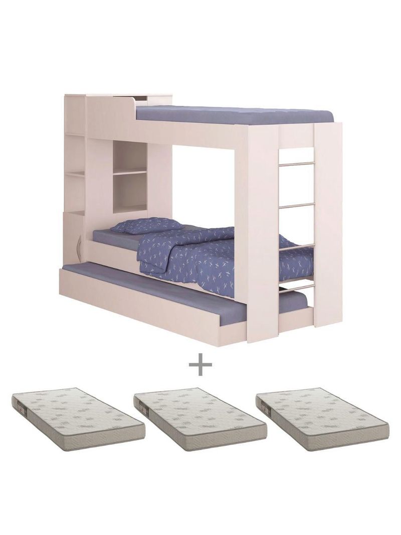 Beliche Cama Aux C/ 3 Colchões Ditália Treliche Cm-15