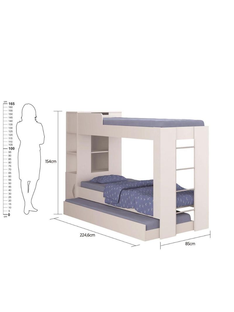 Beliche Cama Aux C/ 3 Colchões Ditália Treliche Cm-15
