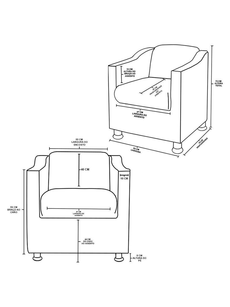 Poltrona Para Recepção Cor Courino Preta