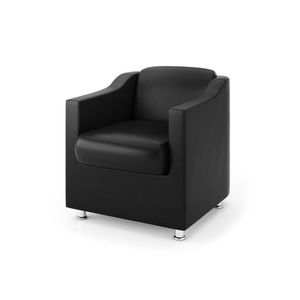 Poltrona Para Recepção Cor Courino Preta