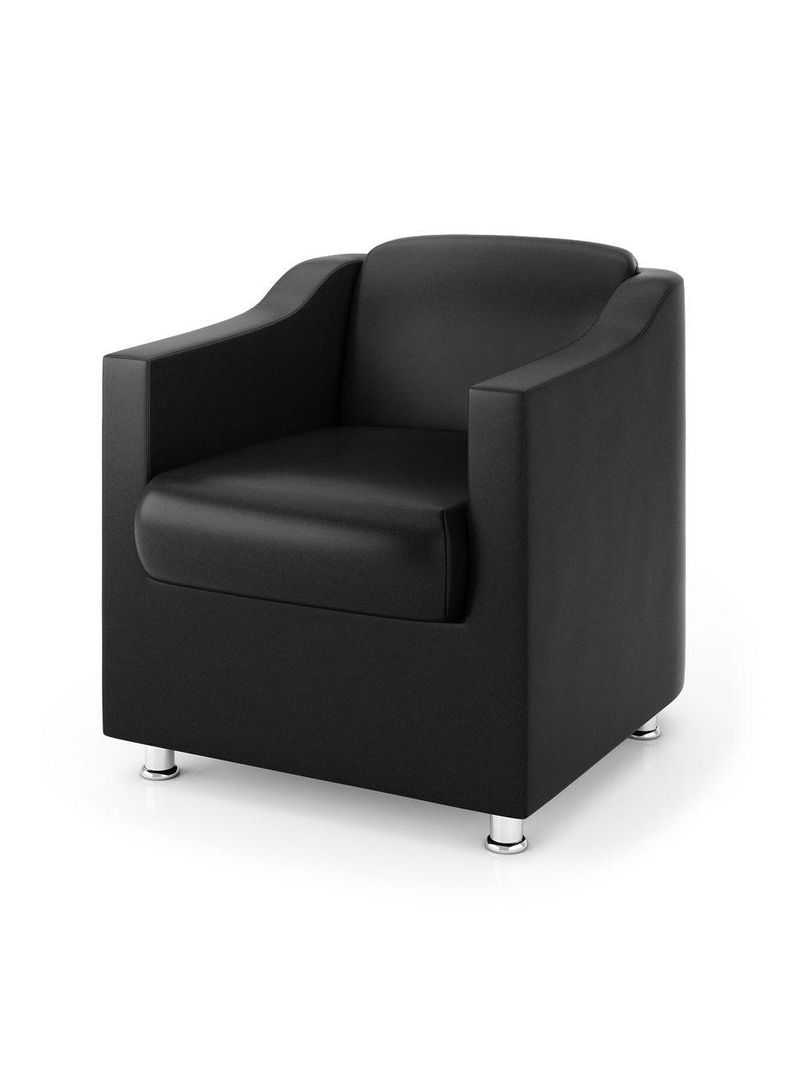 Poltrona Para Recepção Cor Courino Preta