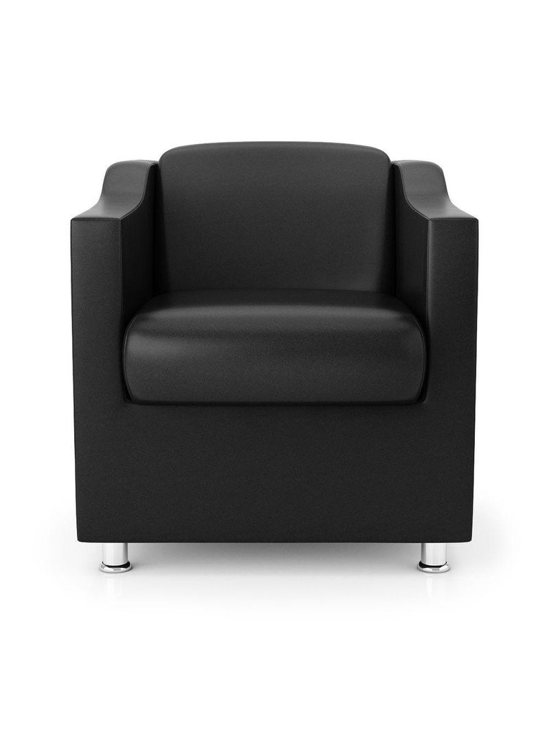 Poltrona Para Recepção Cor Courino Preta