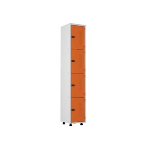 Armário Roupeiro Aço 4 Portas Academia Guarda Volume Laranja