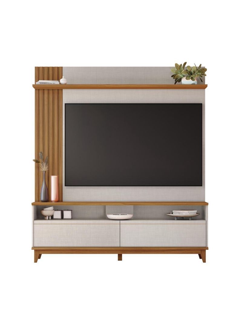 Estante Home Nt1335 Para Tv Até 65" Of White Tx/freijó Trend Notável Móveis Off White Tx/freijó Trend