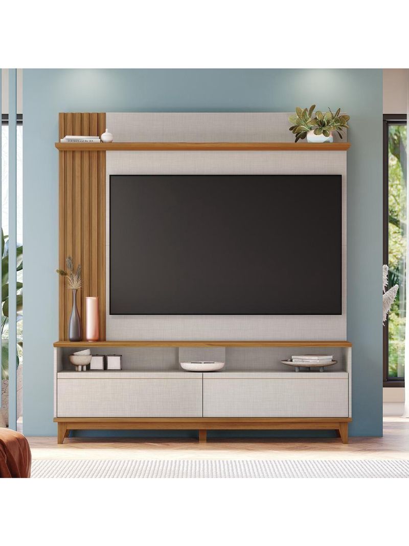 Estante Home Nt1335 Para Tv Até 65" Of White Tx/freijó Trend Notável Móveis Off White Tx/freijó Trend
