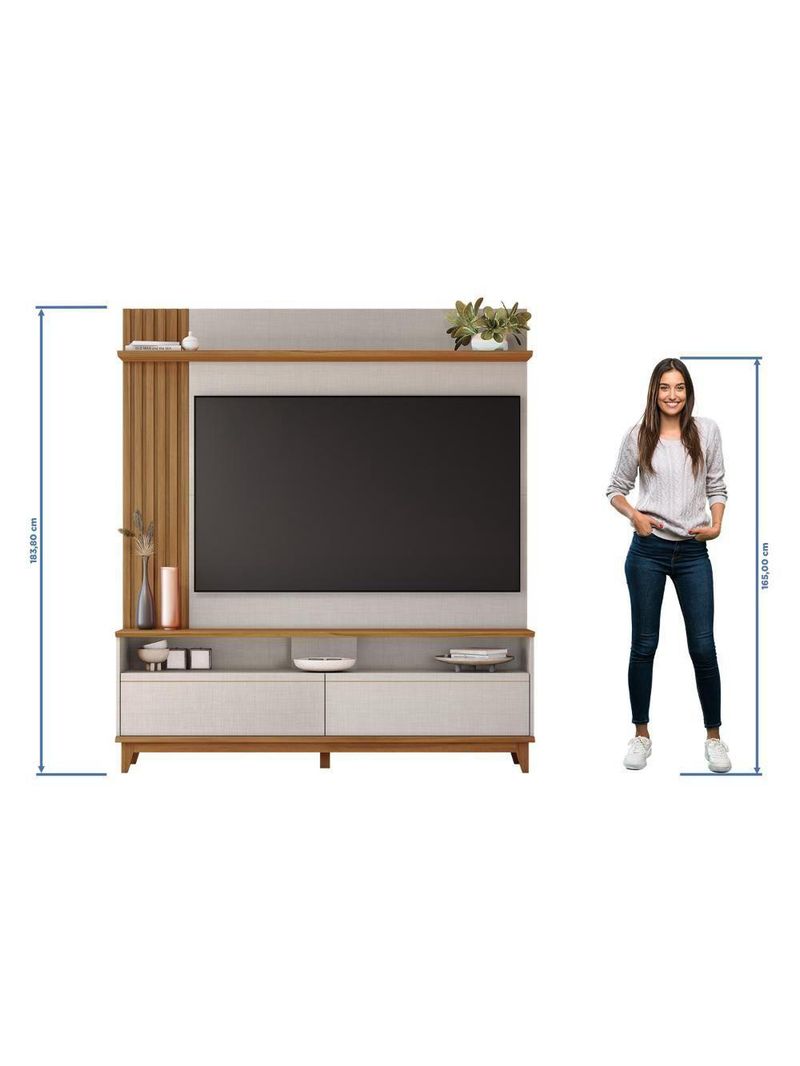 Estante Home Nt1335 Para Tv Até 65" Of White Tx/freijó Trend Notável Móveis Off White Tx/freijó Trend