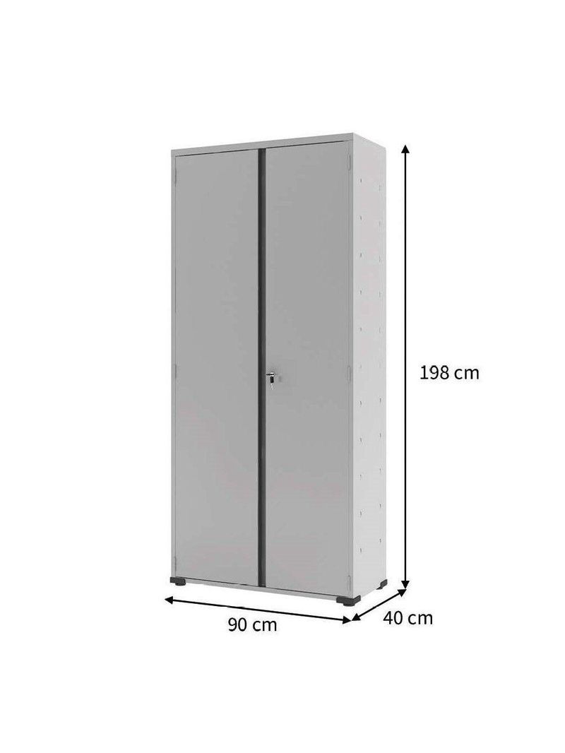 Armário de Aço Escritório Fechadura 4 Prateleiras EA301 - Cinza
