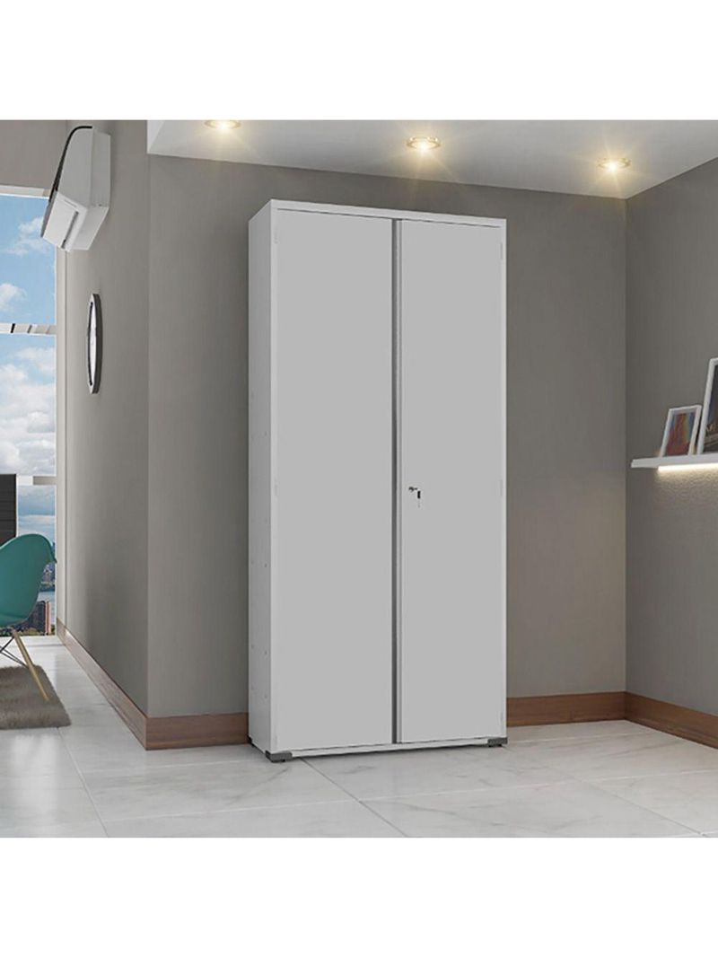 Armário de Aço Escritório Fechadura 4 Prateleiras EA301 - Cinza