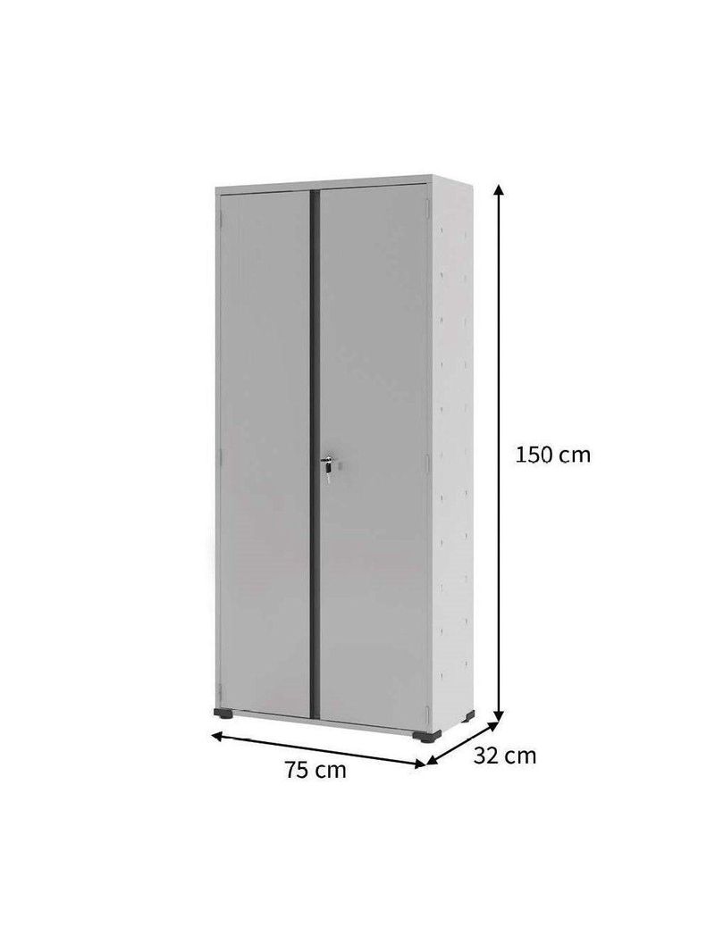 Armário Aço Escritório Fechadura 3 Prateleiras Ea303 Cinza