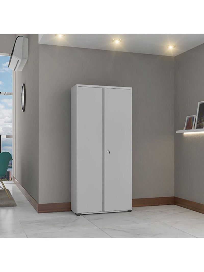 Armário Aço Escritório Fechadura 3 Prateleiras Ea303 Cinza