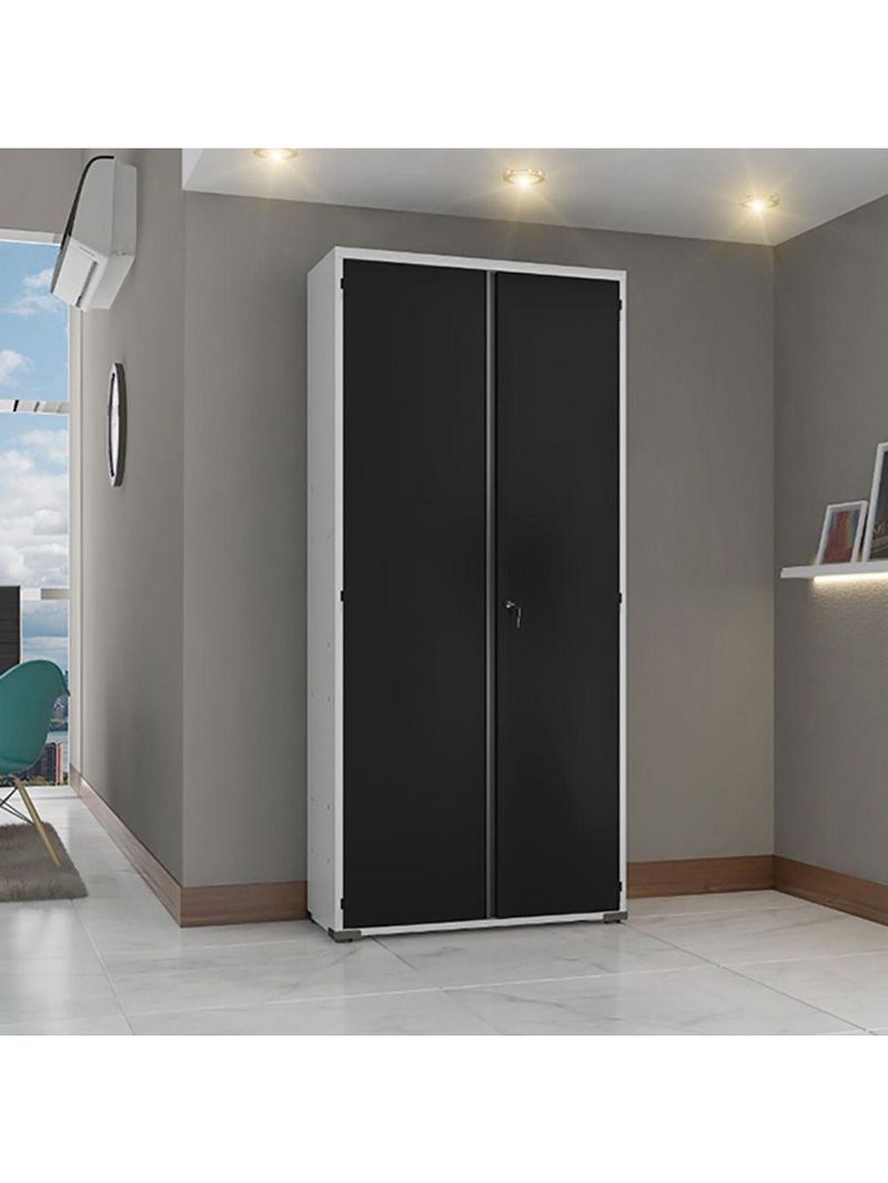 Armário Aço Escritório Fechadura 4 Prateleiras Ea301 Preto