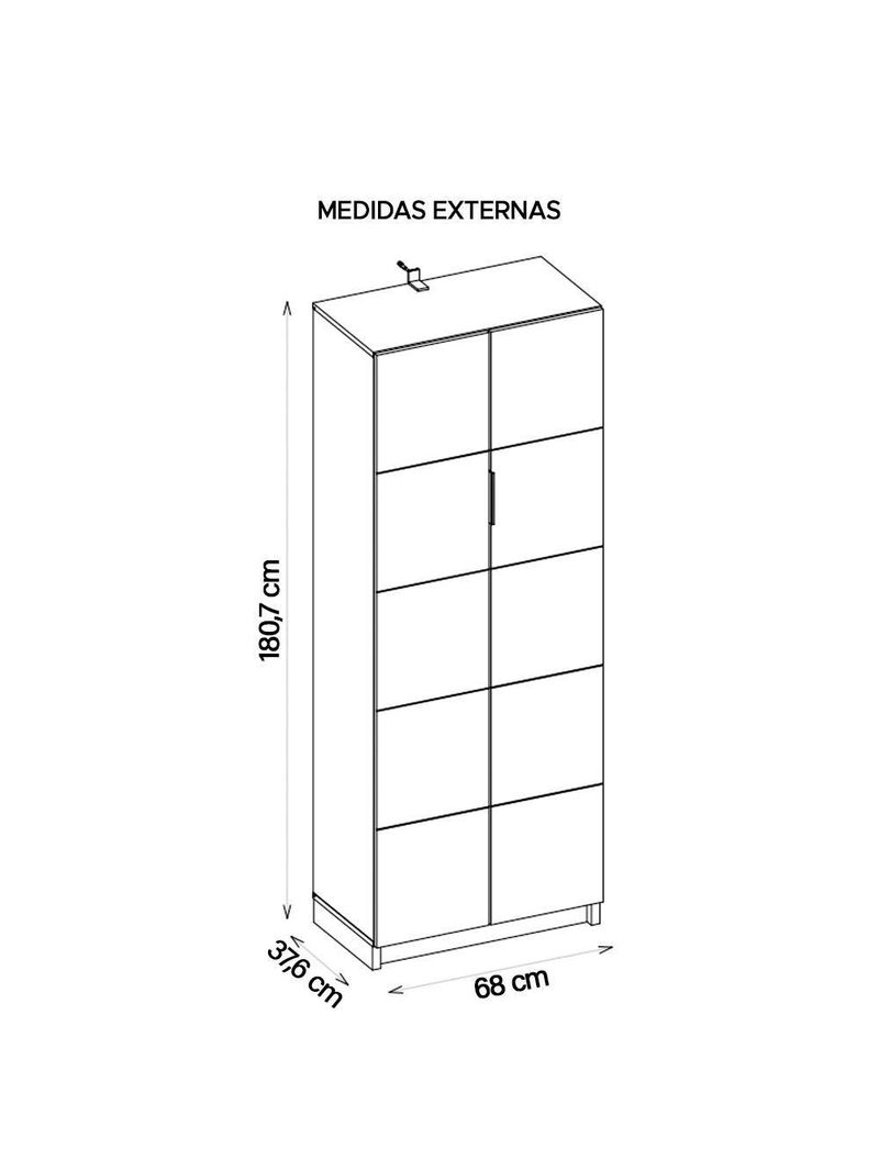 Armário Alto Escritório 2 Portas Cubic Cinza - Caemmun