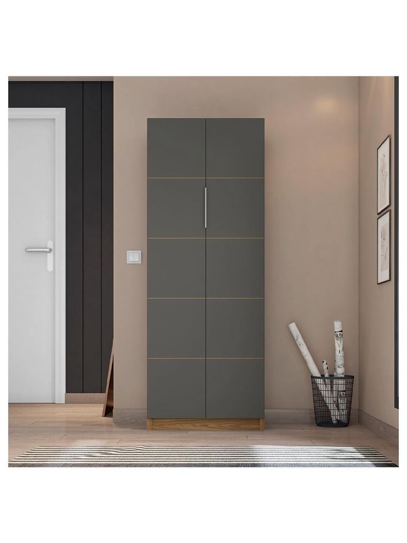 Armário Alto Escritório 2 Portas Cubic Cinza - Caemmun