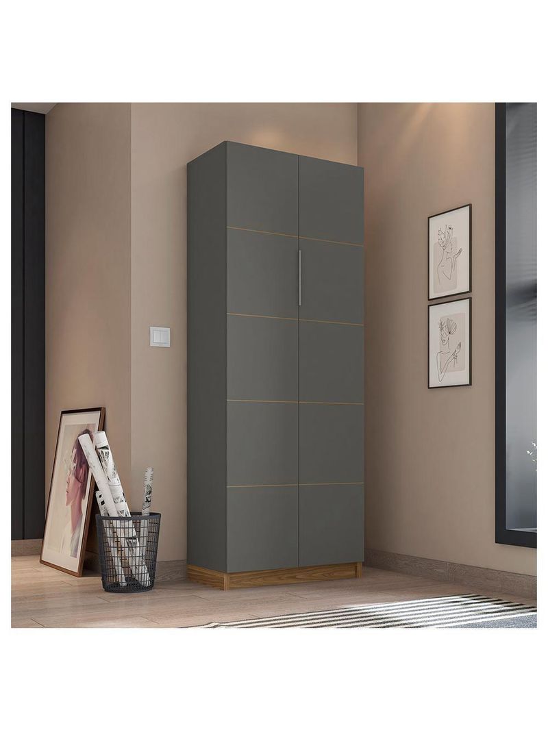 Armário Alto Escritório 2 Portas Cubic Cinza - Caemmun