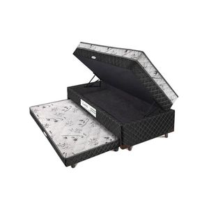 Cama Box Solteiro Carol com Cama Auxiliar e Baú - Preto | Light Spuma