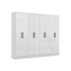 Guarda-Roupa Casal Paris 8 Portas MDP Branco Brilho | Maxel