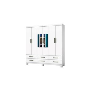 Guarda-roupa D22 6 Portas 6 Gavetas Com Espelho e Pés Branco