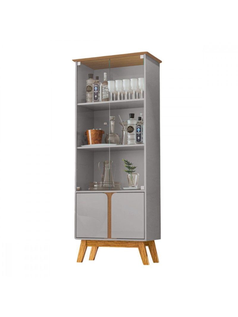 Cristaleira 2 Portas Madri Off White com Cinamomo | Bechara