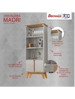 Cristaleira 2 Portas Madri Off White com Cinamomo | Bechara