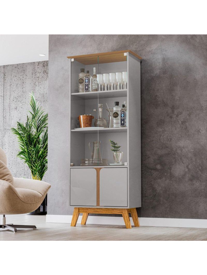 Cristaleira 2 Portas Madri Off White com Cinamomo | Bechara