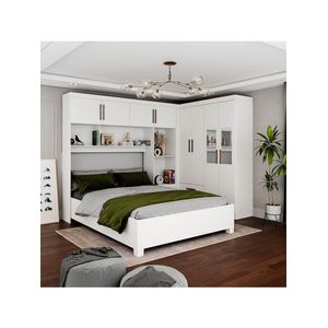 Guarda Roupa Casal Modulado 4 Portas com Cama Hercules 4 Portas e 4 Gavetas com Espelho Branco