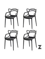 Kit Com 4 Cadeira Allegra Masters Polipropileno Preta - alta durabilidade