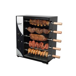 Churrasqueira Assador 5 Espetos Rotativo Giratório 56 Cm Gás Gn Bivolt Aço Vulcano - Arke