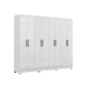 Guarda Roupa Casal Paris com Pés 8 Portas MDP Branco Brilho | Maxel