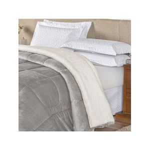 Coberdrom Casal King Sherpa Pele de Carneiro Everest 01 Peça - Cinza