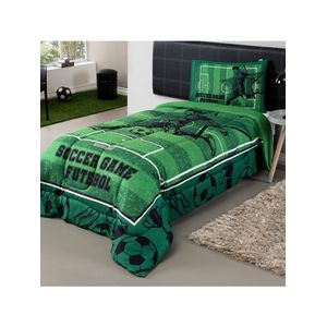 Kit Edredom Plush Fofinho Infantil Dupla Face Dream 2 Peças Solteiro - Futebol