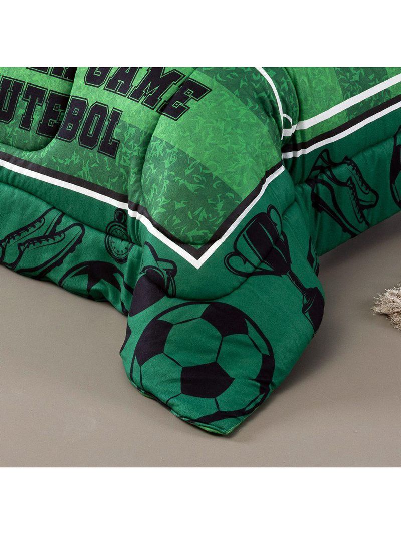 Kit Edredom Plush Fofinho Infantil Dupla Face Dream 2 Peças Solteiro - Futebol
