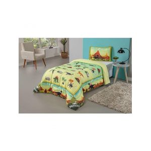 Kit Edredom Plush Fofinho Infantil Dupla Face Dream 2 Peças Solteiro - Dinossauro
