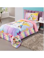 Kit Edredom Plush Fofinho Infantil Dupla Face Dream 2 Peças Solteiro - Unicórnio
