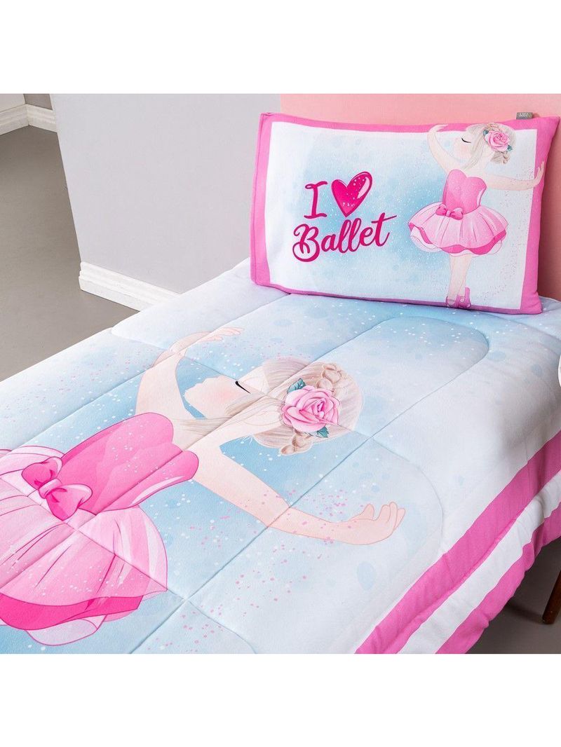 Kit Edredom Plush Fofinho Infantil Dupla Face Dream 2 Peças Solteiro - Bailarina