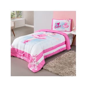 Kit Edredom Plush Fofinho Infantil Dupla Face Dream 2 Peças Solteiro - Bailarina