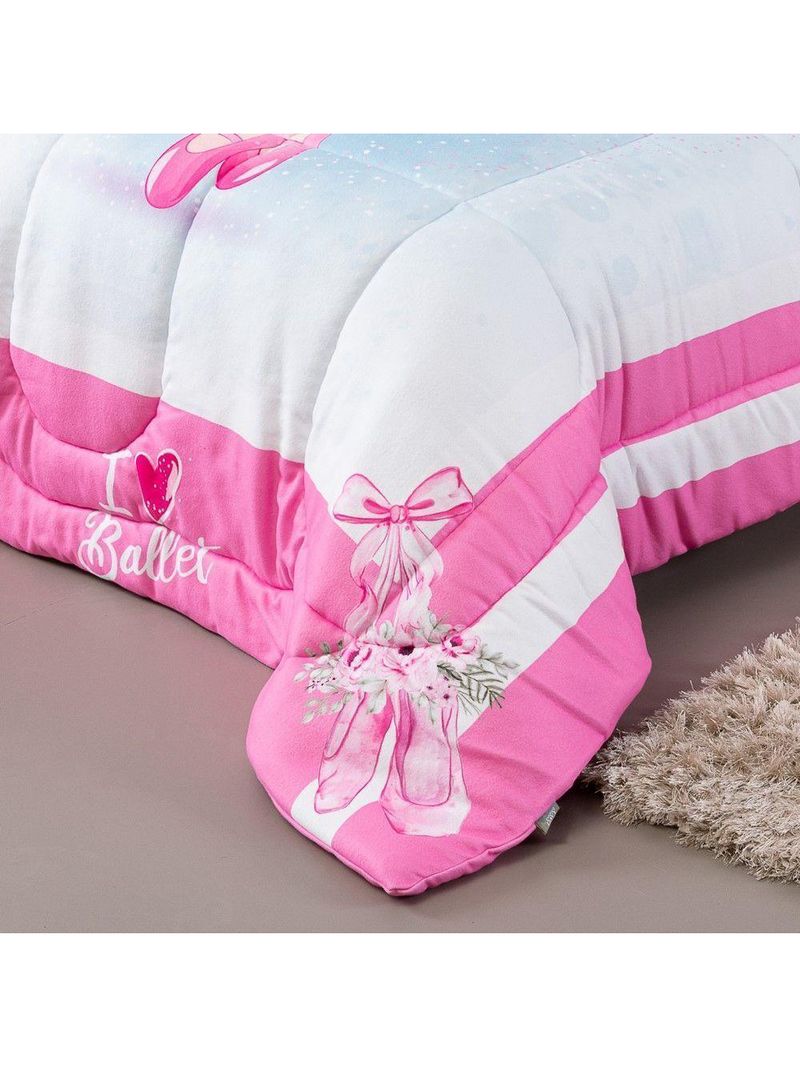 Kit Edredom Plush Fofinho Infantil Dupla Face Dream 2 Peças Solteiro - Bailarina