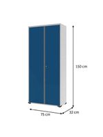 Armário Aço Escritório Fechadura 3 Prateleiras Ea303 Azul