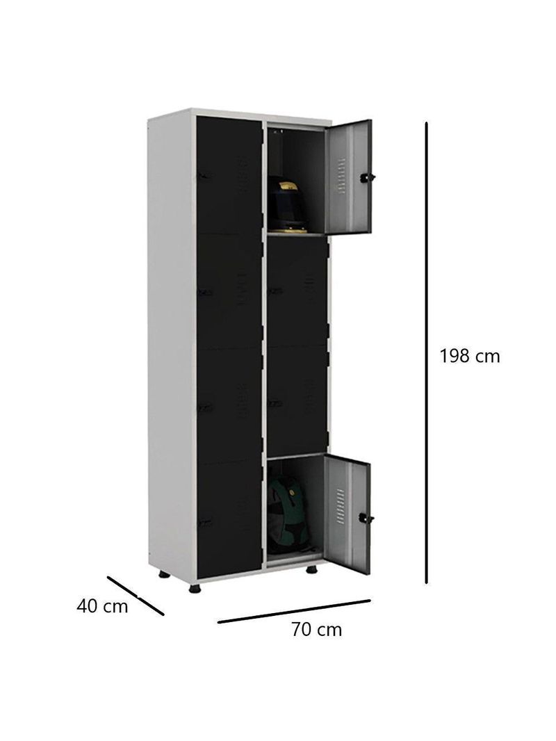 Armário Roupeiro Aço 8 Portas Guarda Volume Ea702 Preto