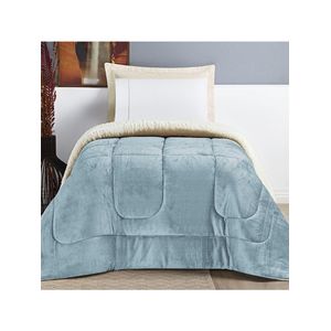 Coberdrom Sherpa E Flannel Everest Solteiro Manta Alta 150g 01 Peça - Quartzo Azul