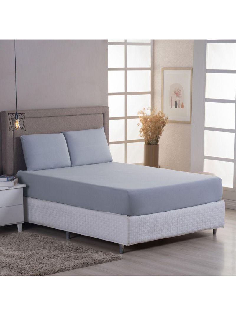 Jogo Cama Lençol Sonnet Solteiro Malha Lisa 100% Algodão Macio 2 Peças - Cinza